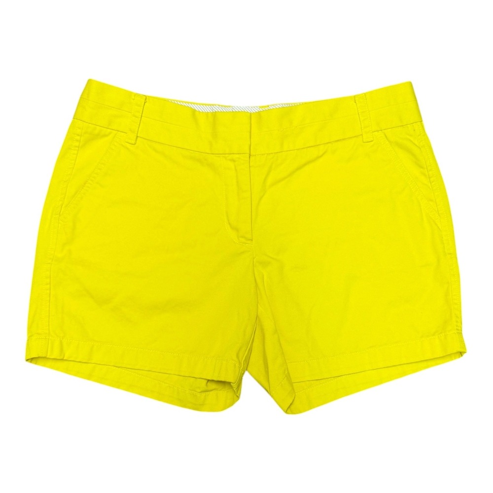 J.Crew Chino Broken-In Shorts Womens 8 Neon Yellow Cotton Casual Summer 4 Inseam